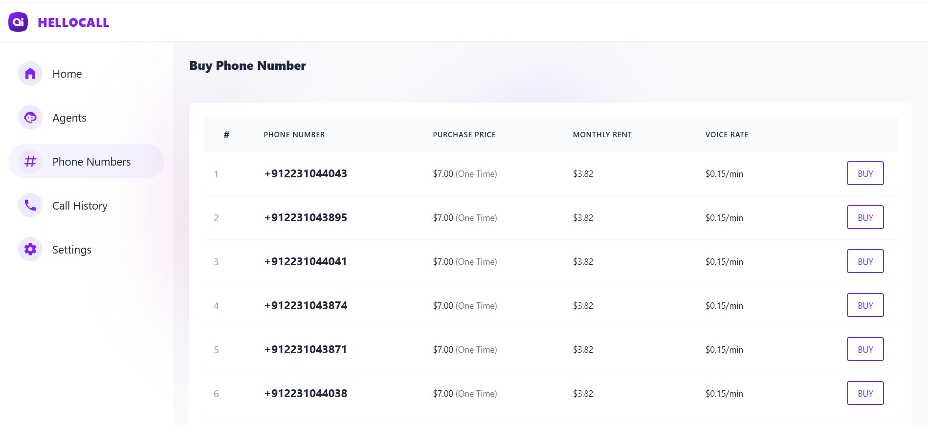 Select Number to Buy